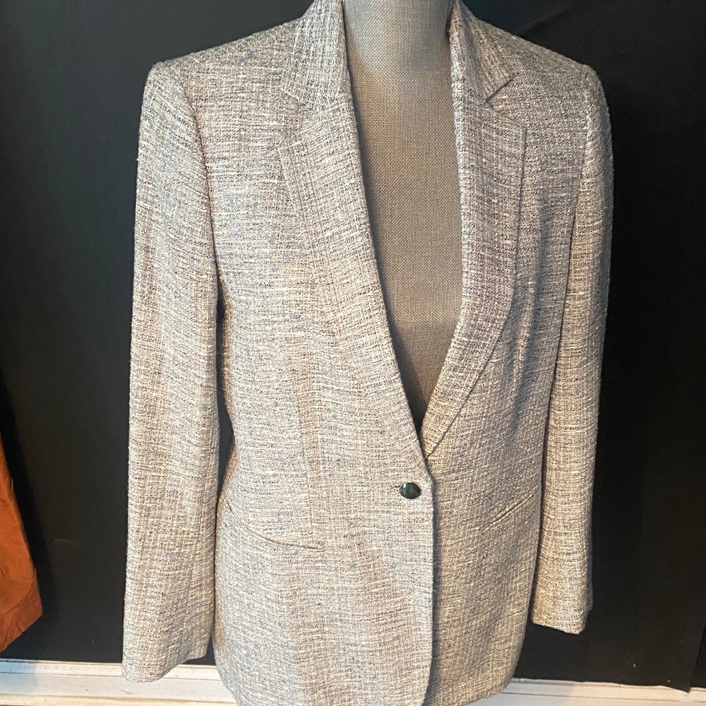 NWT Anne Klein Women Size 8 Classic Suit Blazer Opal Blue Multi